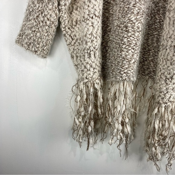 Umgee BOHO Tassel Fringe Knubby Chunky Knit Crochet Open Front Cardigan Size S/M - Picture 3 of 7